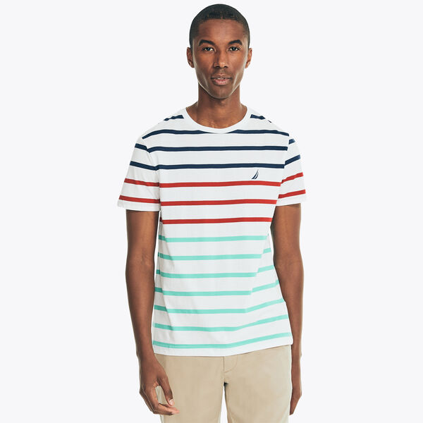 STRIPED CREWNECK T-SHIRT - Bright White