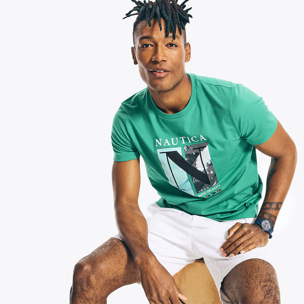 SUSTAINABLY CRAFTED WIND VELOCITY GRAPHIC T-SHIRT - Vibe Green