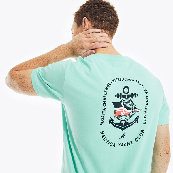 SUSTAINABLY CRAFTED YACHT CLUB GRAPHIC T-SHIRT - Pool Side Aqua