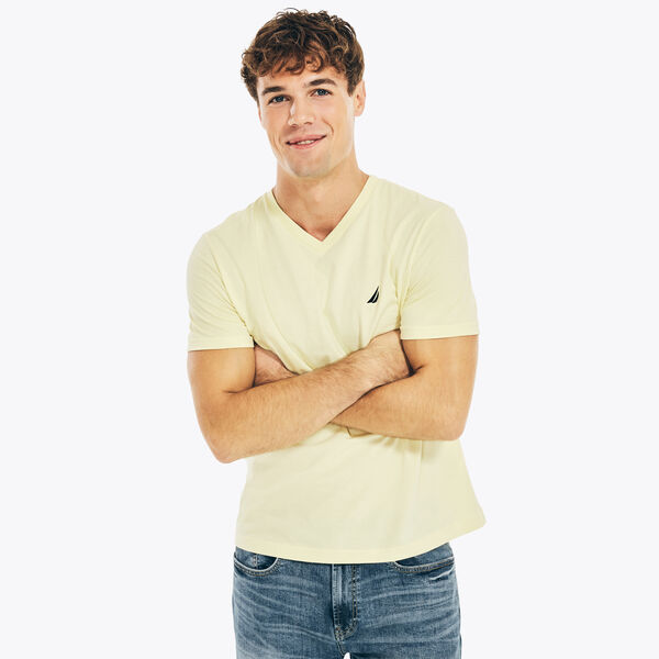 SOLID V-NECK T-SHIRT - French Vanilla
